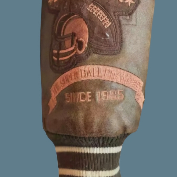 *NWT Vintage Bare Fox Players Leather Super Bowl All Stars Jacket NY Football - Picture 9 of 13